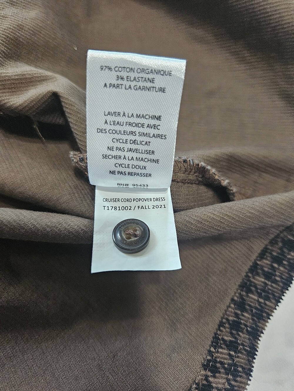 Toad & Co Womens L Cruiser Cord Popover Dress Brown Corduroy Long Sleeve Pockets - Picture 14 of 16